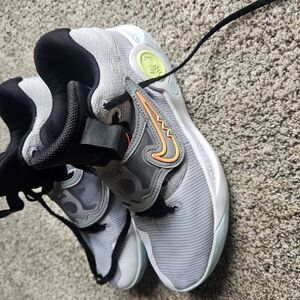 Nike KD Basketball Gray and Orange Athletic Shoes with Cushioned Sole